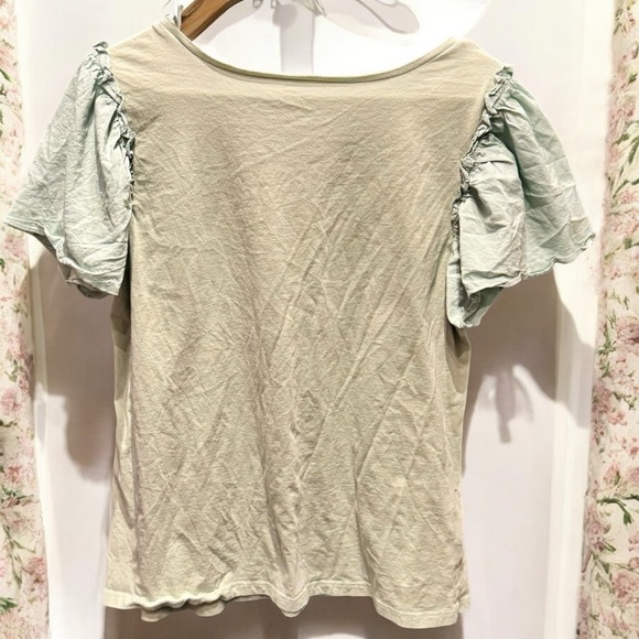 LOFT OUTLET Green ruffled blouse LARGE - Picture 2 of 3